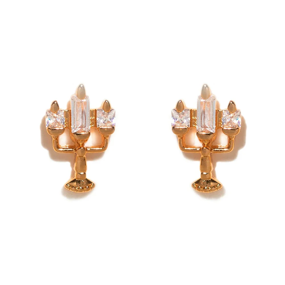 Geometric Copper Candle Earrings Set With Microset Zircon For Women - Image 16