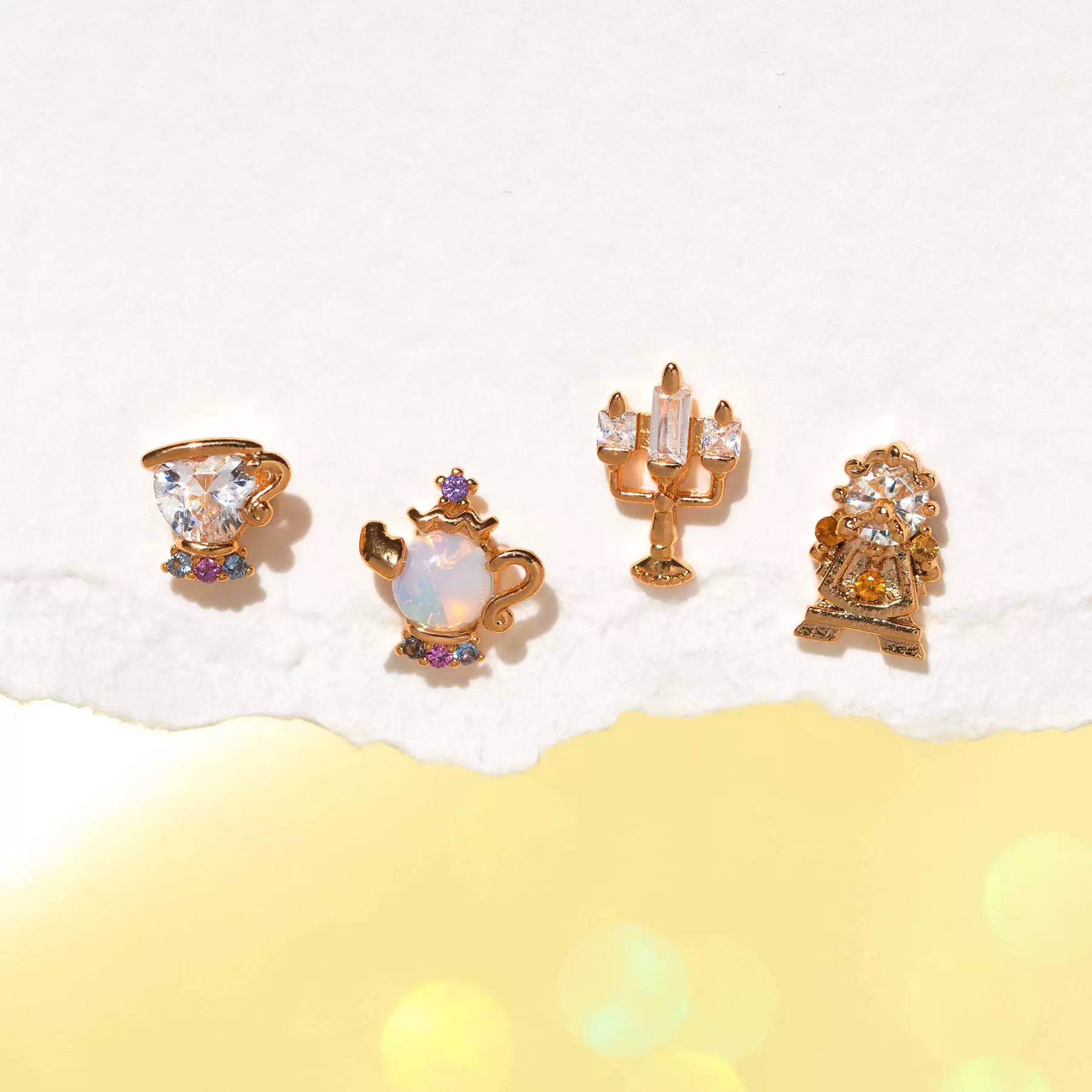 Geometric Copper Candle Earrings Set With Microset Zircon For Women - Image 3