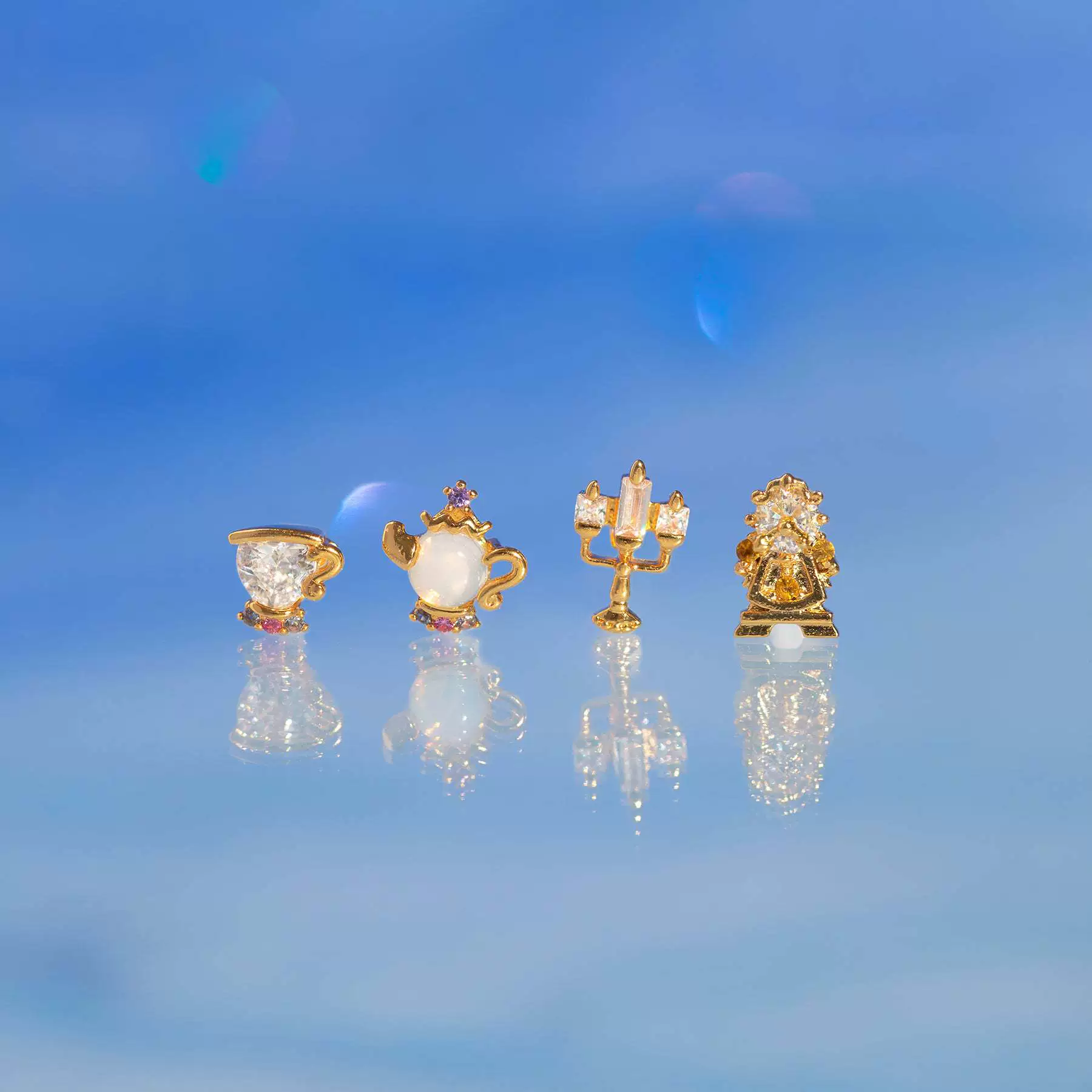 Geometric Copper Candle Earrings Set With Microset Zircon For Women - Image 4