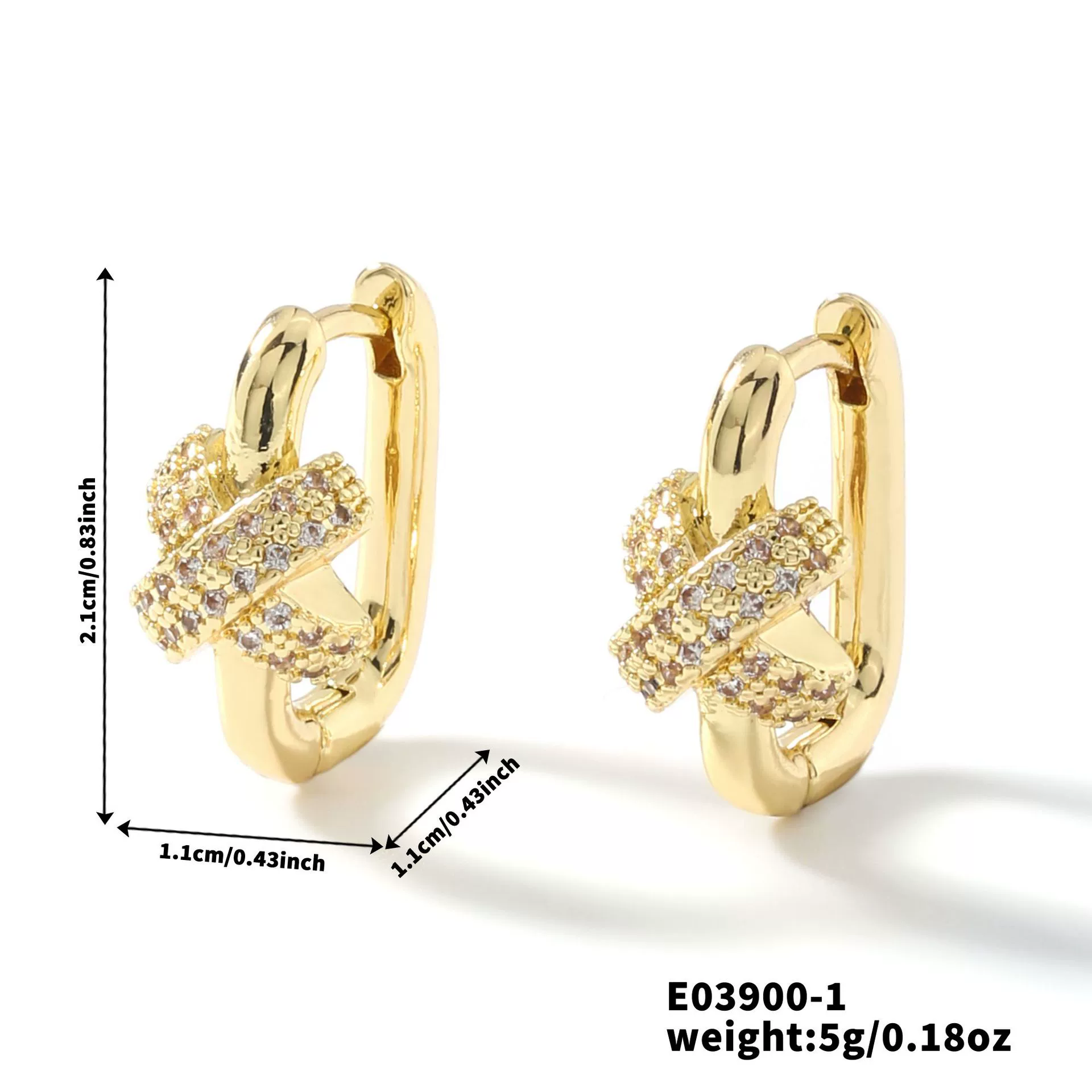 Geometric Copper Inlaid Zircon Electroplated Women's Earrings - Image 6