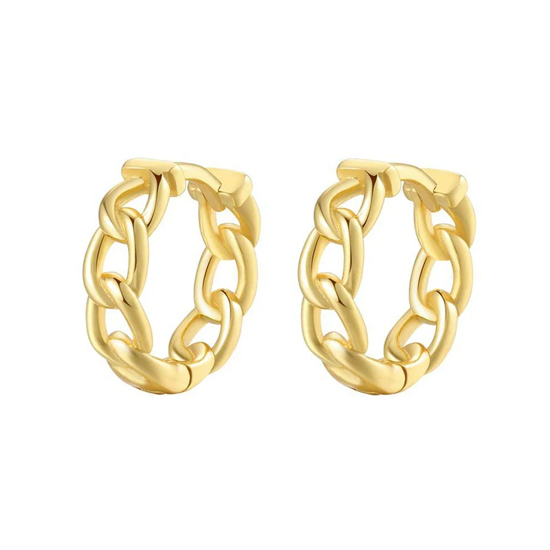 Geometric Copper Plated With Real Gold Electroplated Hoop Earrings - Image 5