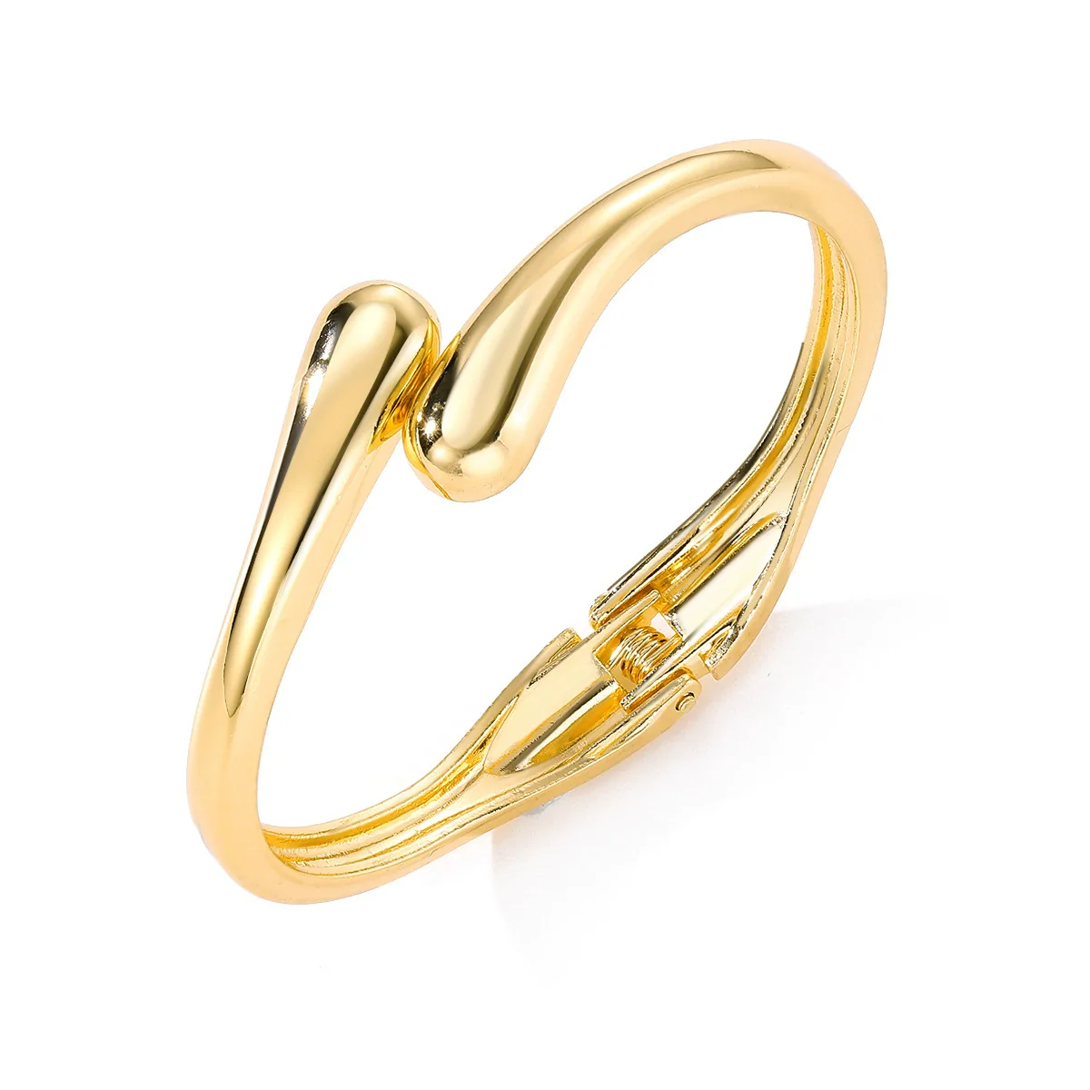Geometric Irregular Exaggerated Metal Bracelet For Women With Electroplating And Liquid Metal Glow Surface And Water Drops Design - Image 17