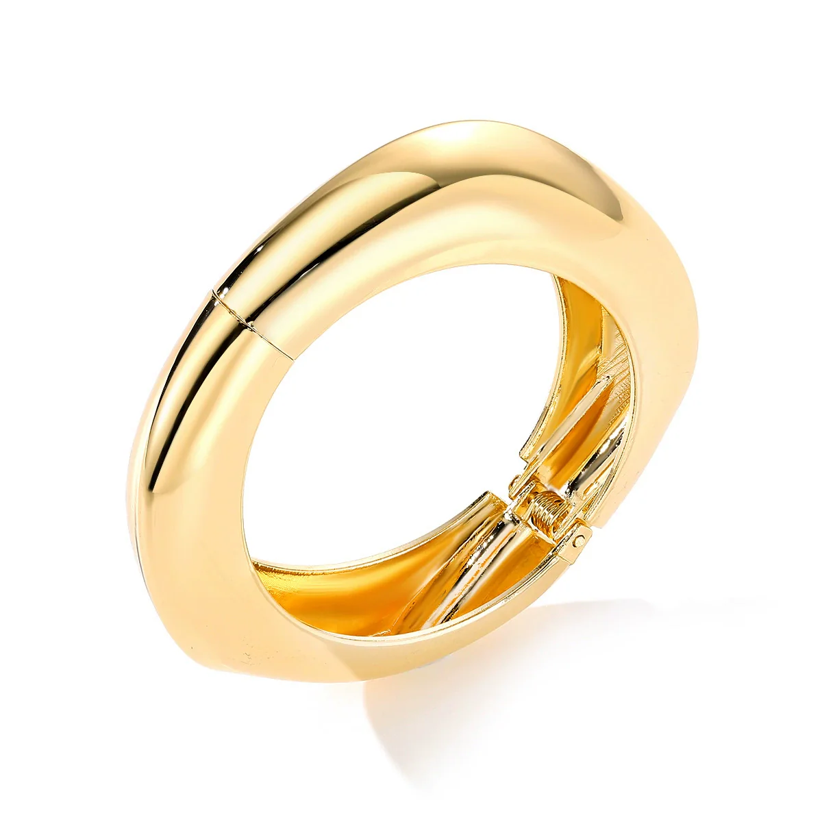Geometric Irregular Exaggerated Metal Bracelet For Women With Electroplating And Liquid Metal Glow Surface And Water Drops Design - Image 6