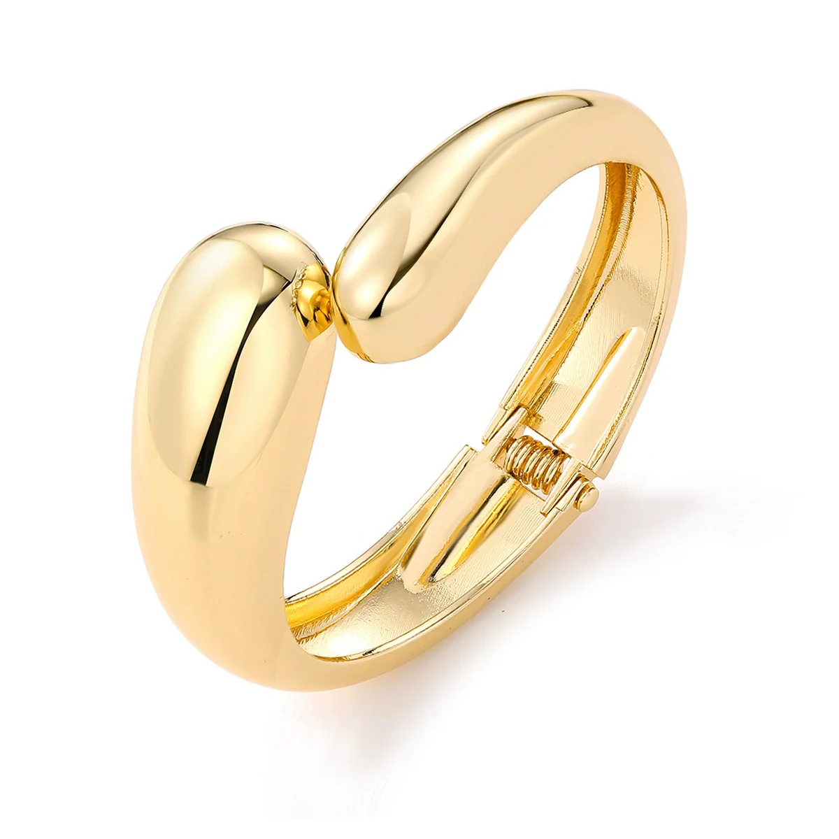 Geometric Irregular Exaggerated Metal Bracelet For Women With Electroplating And Liquid Metal Glow Surface And Water Drops Design - Image 7
