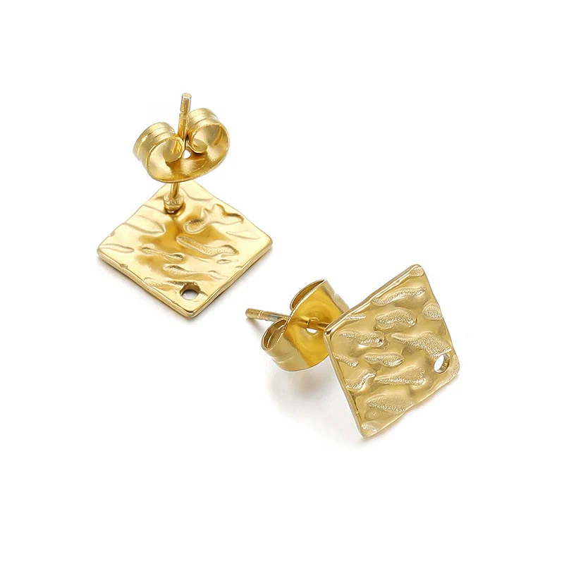 Geometric Stainless Steel Embossed Butterfly Flower Heartshaped Electroplated Earrings Accessories - Image 11