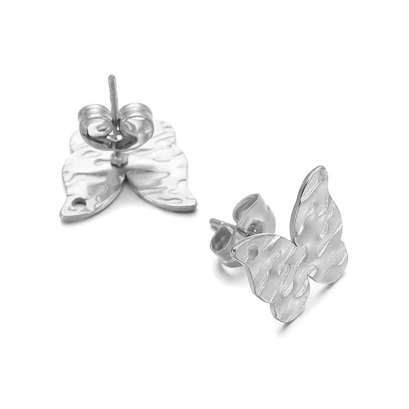 Geometric Stainless Steel Embossed Butterfly Flower Heartshaped Electroplated Earrings Accessories - Image 22