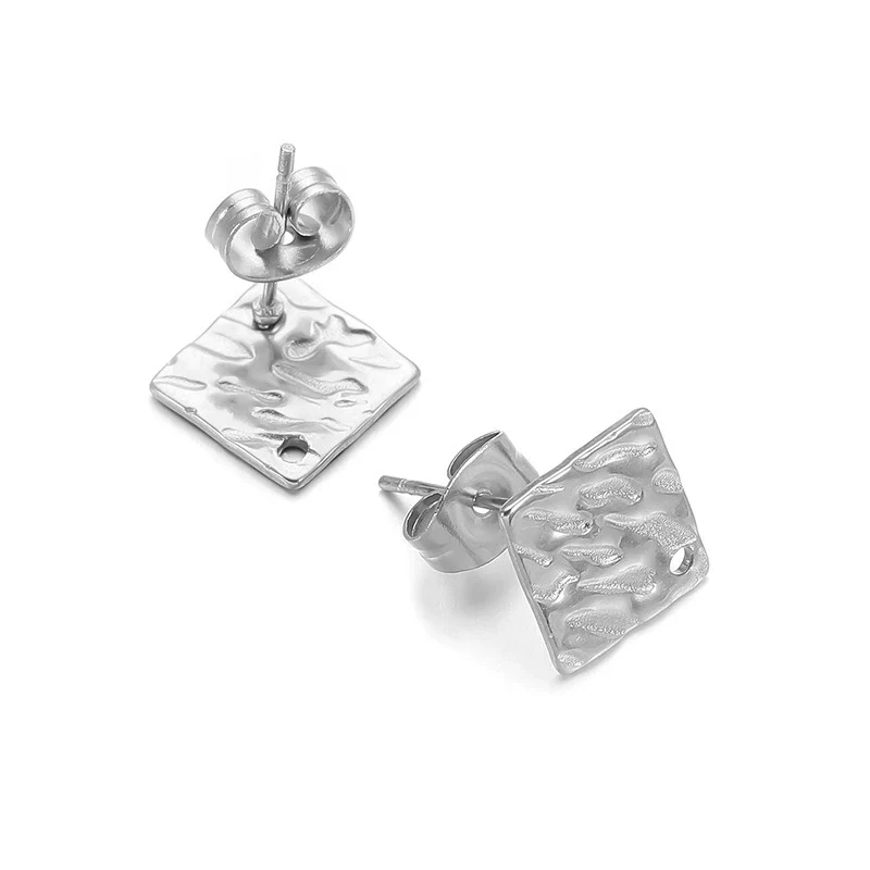 Geometric Stainless Steel Embossed Butterfly Flower Heartshaped Electroplated Earrings Accessories - Image 25
