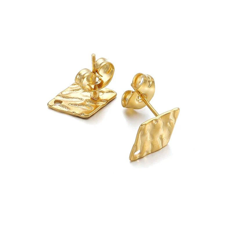 Geometric Stainless Steel Embossed Butterfly Flower Heartshaped Electroplated Earrings Accessories - Image 6