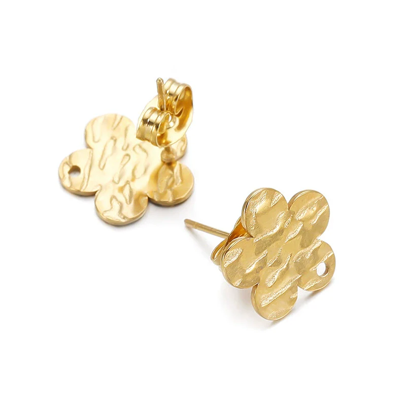Geometric Stainless Steel Embossed Butterfly Flower Heartshaped Electroplated Earrings Accessories - Image 7