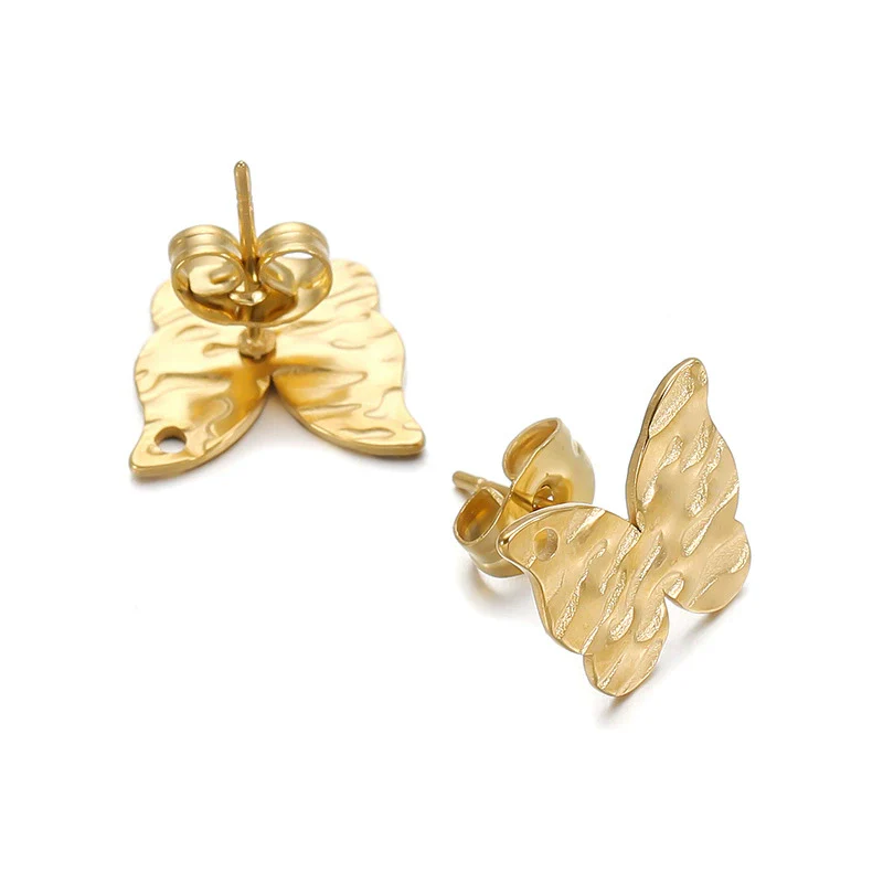 Geometric Stainless Steel Embossed Butterfly Flower Heartshaped Electroplated Earrings Accessories - Image 8