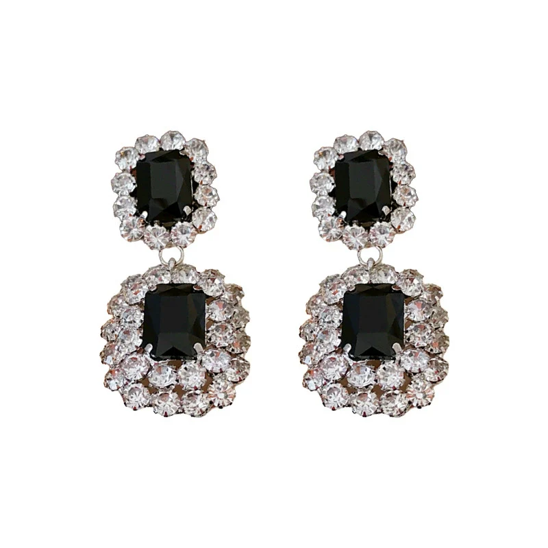 Geometric Zircon Earrings Sophisticated Style - Image 5