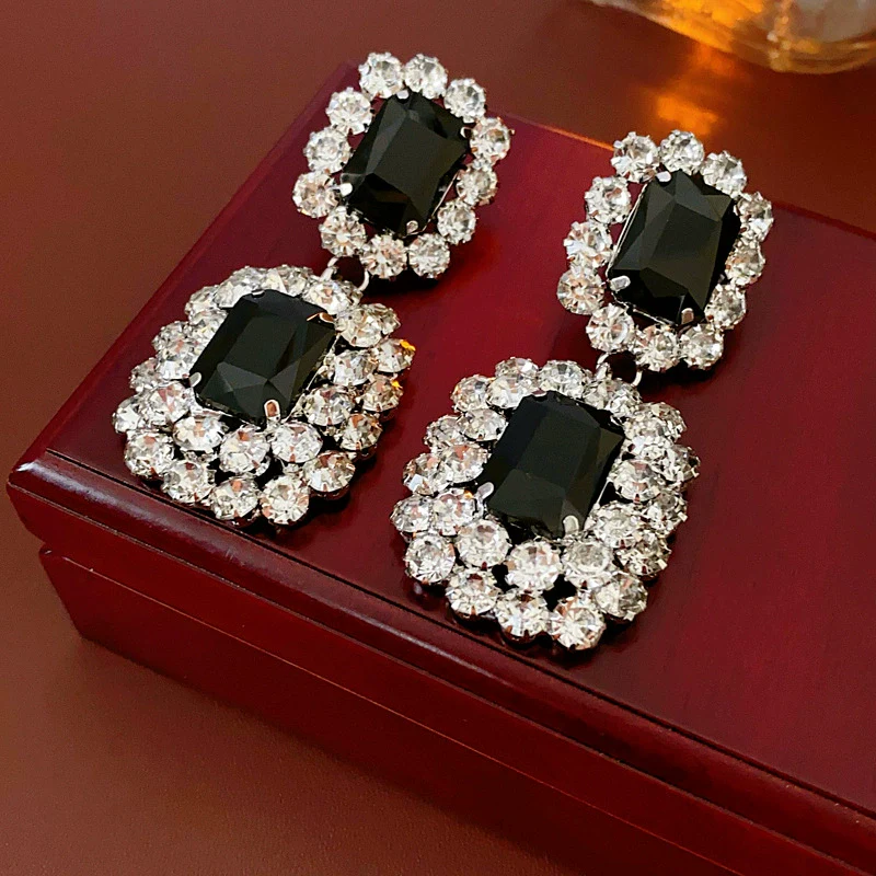 Geometric Zircon Earrings Sophisticated Style - Image 6