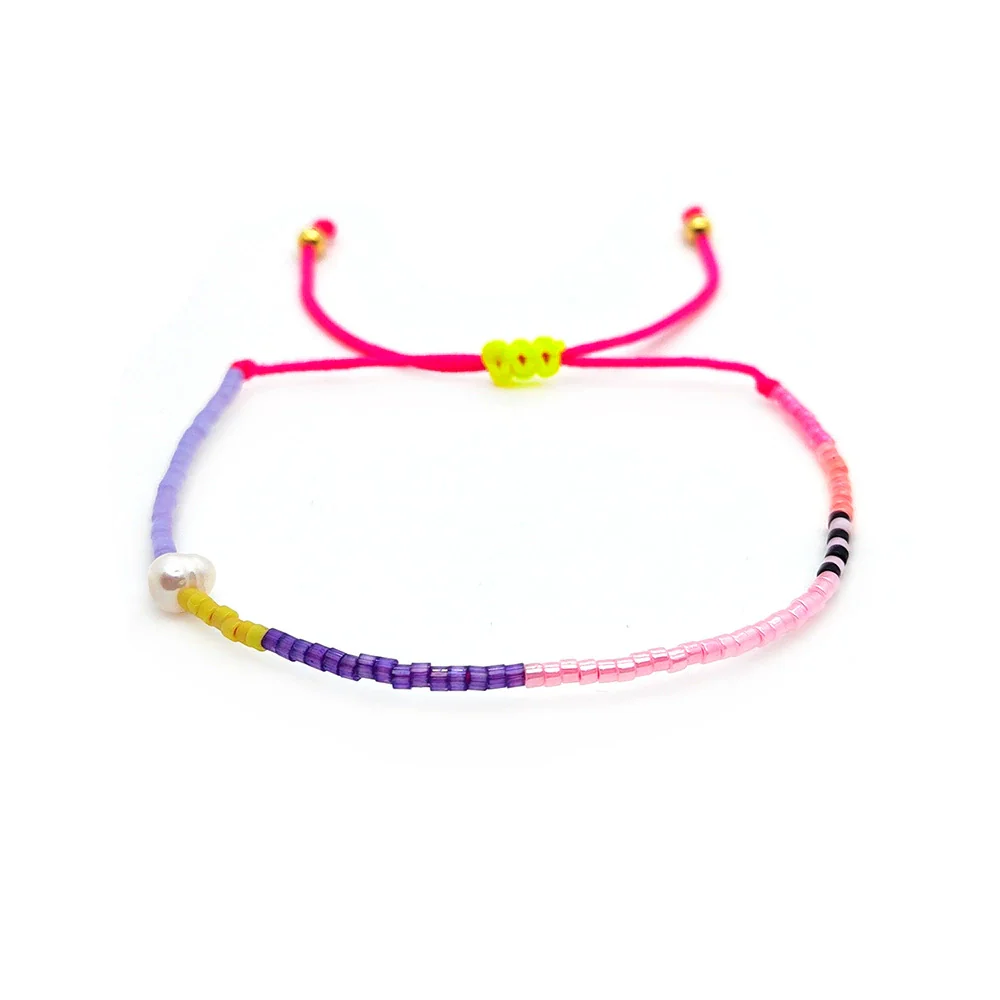 Girls Beaded Natural Freshwater Pearl Bracelet Glass Glaze Geometric Hand Woven - Image 6