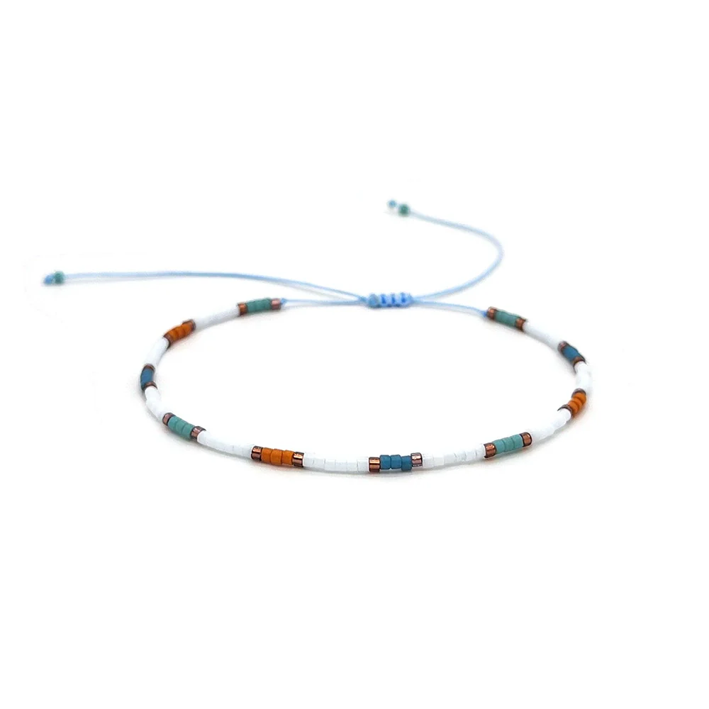 Girls Bohemian Retro Handwoven Glass And Glaze Tiny Bracelet With Geometric Pattern - Image 4