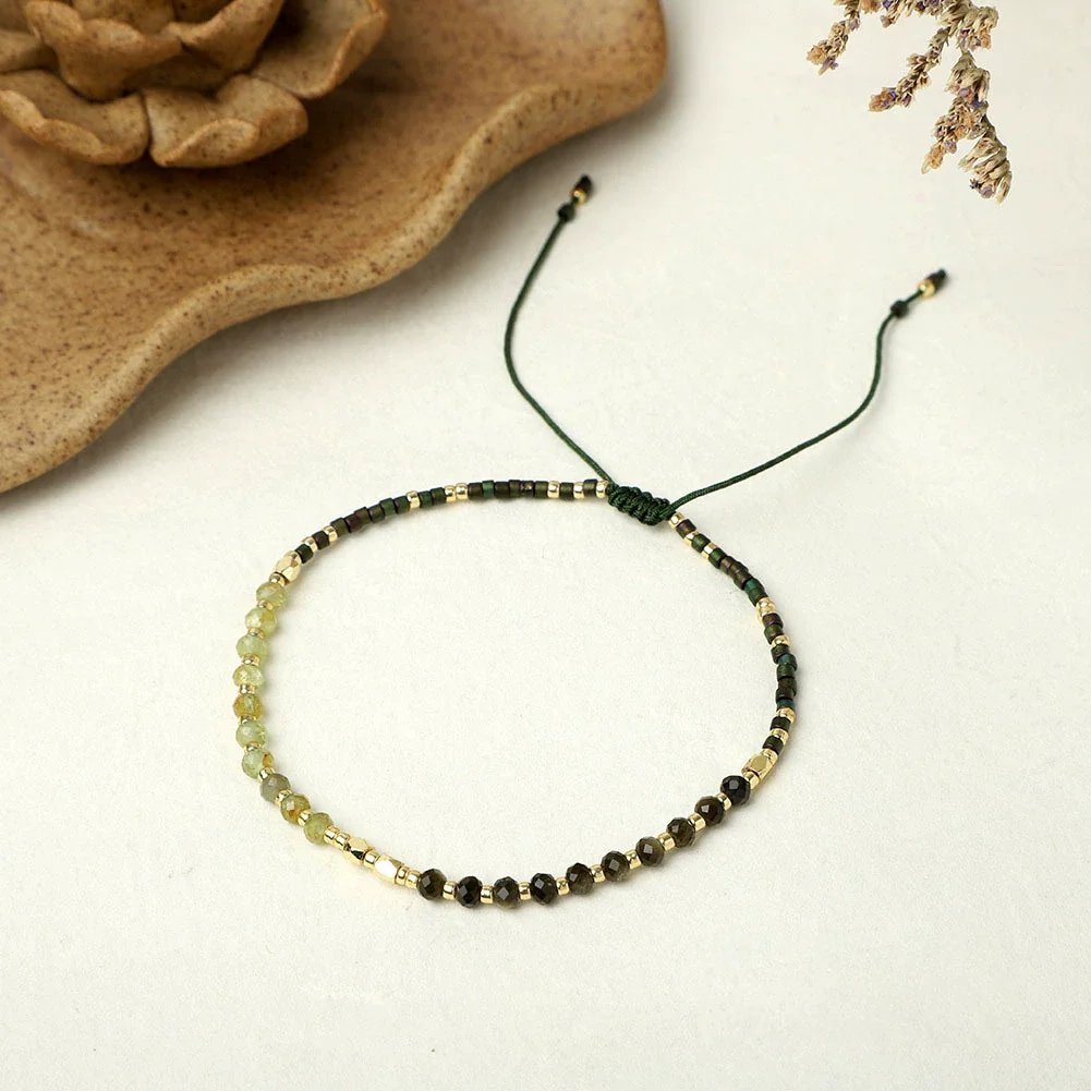Girls Bohemian Style Handwoven Bracelet With Glass Glaze And Agate Natural Stone Beads Geometric Pattern - Image 13