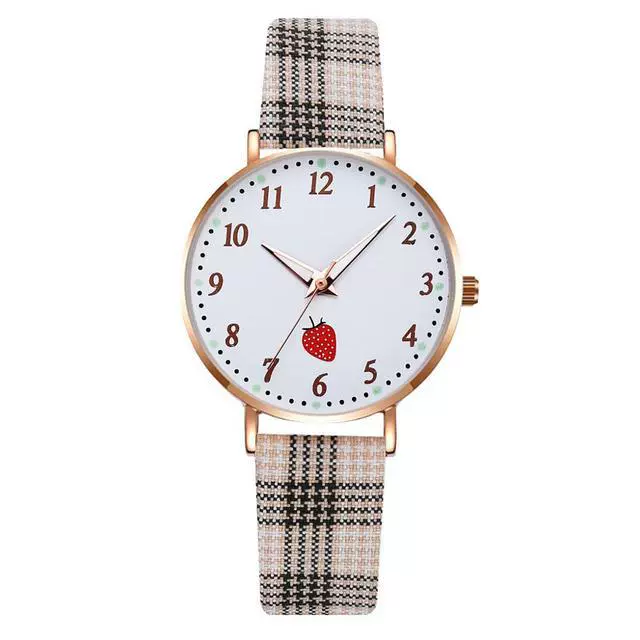 Girls Cute Fashion Quartz Watches Alloy Case Imitation Leather Strap Strawberry Pattern Round Dial - Image 10