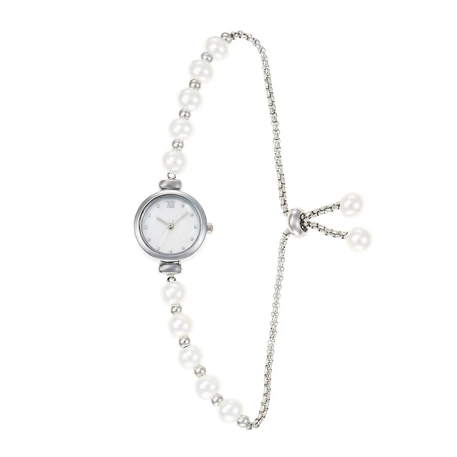 Girls Fashion Pearl Alloy Quartz Watch With Square Pullout Design - Image 7