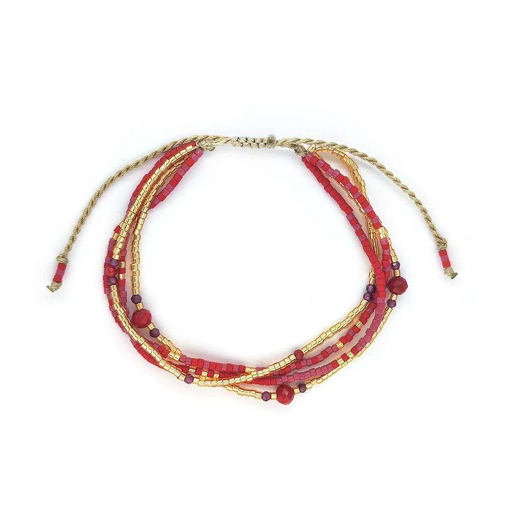 Girls Handwoven Glass And Glaze Geometric Beaded Bracelet - Image 4