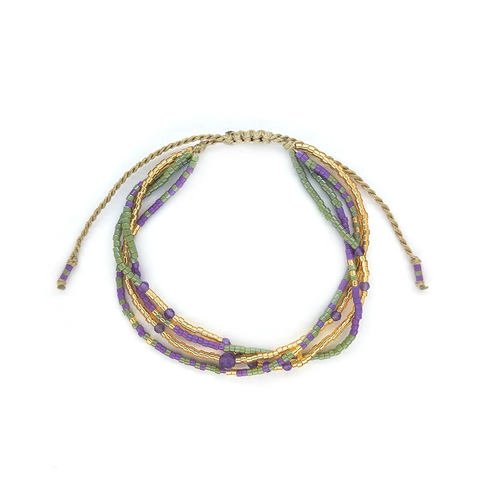 Girls Handwoven Glass And Glaze Geometric Beaded Bracelet - Image 5