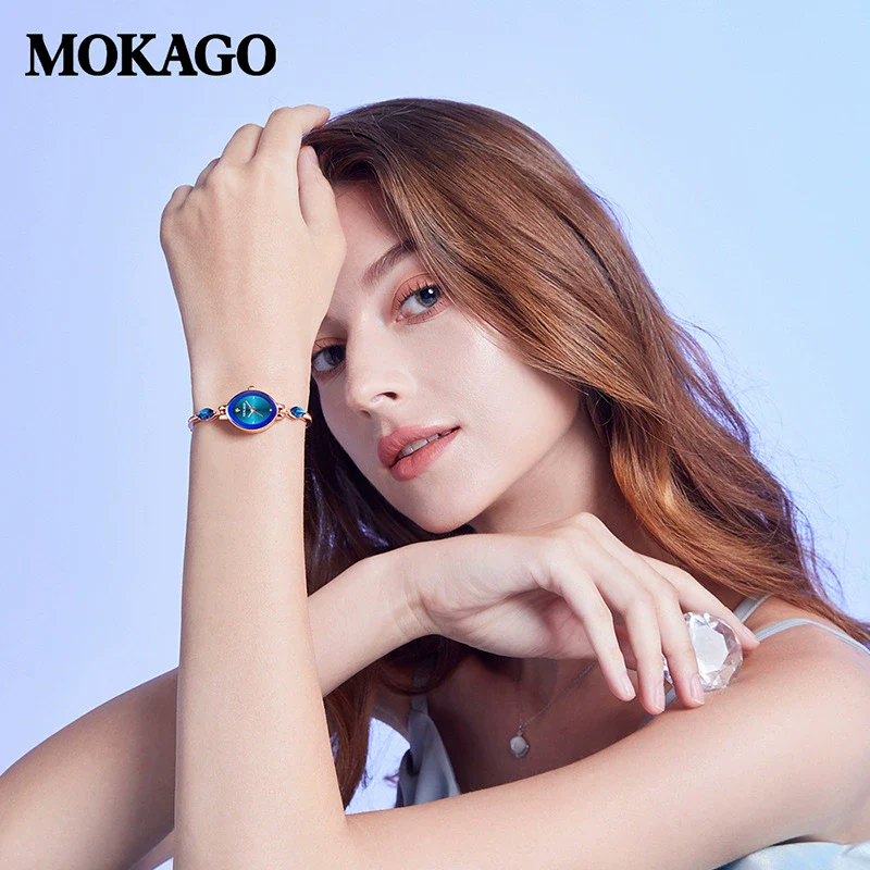 Girls Luxury Waterproof Oval Dial Watch With Diamondstudded Copper Belt Inlaid With Crystal Zirconium Mineral Strengthened Glass Mirror Alloy Case - Image 3