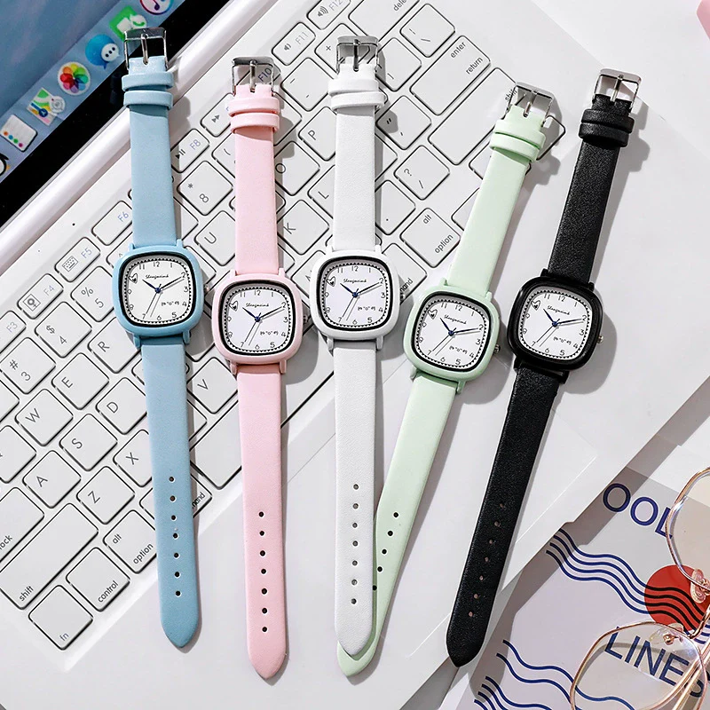 Girls Square Alloy Pu Strap Fresh Style Watch - Image 4