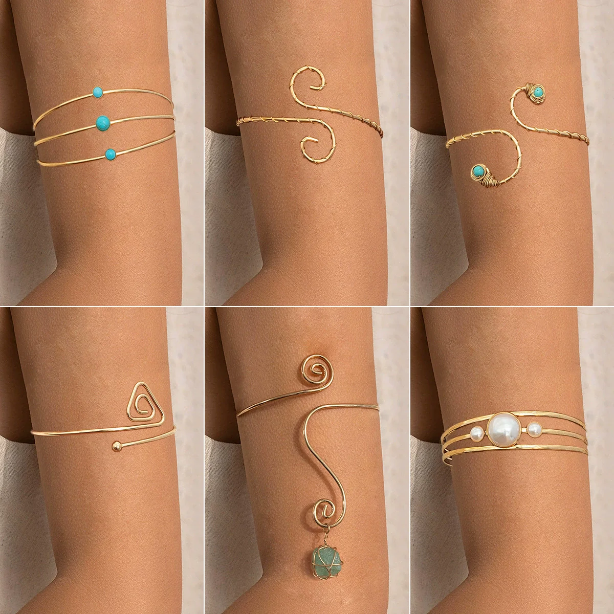 Gravel Open Snake Bracelet Zinc Alloy Iron Electroplated Hip Hop Style