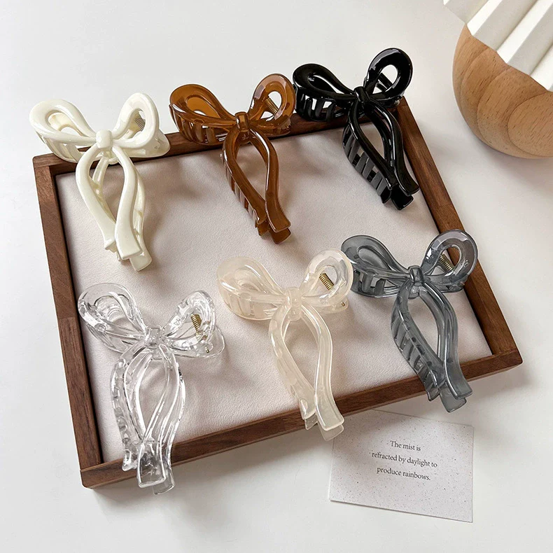 Hair Accessories Acrylic Geometric Stamping Bow Hair Grab Shark Clip For Women - Image 3