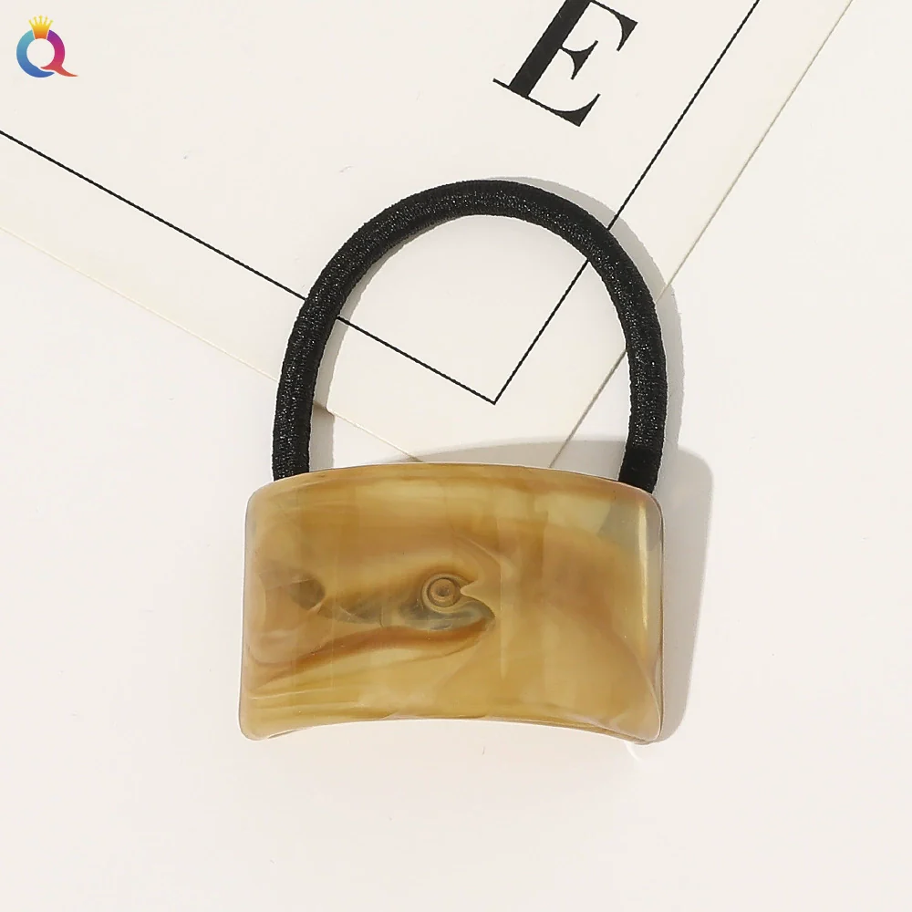 Hair Accessories Acrylic Handmade Geometric Leather Tendon Hair Rope Hair Ring For Women - Image 10