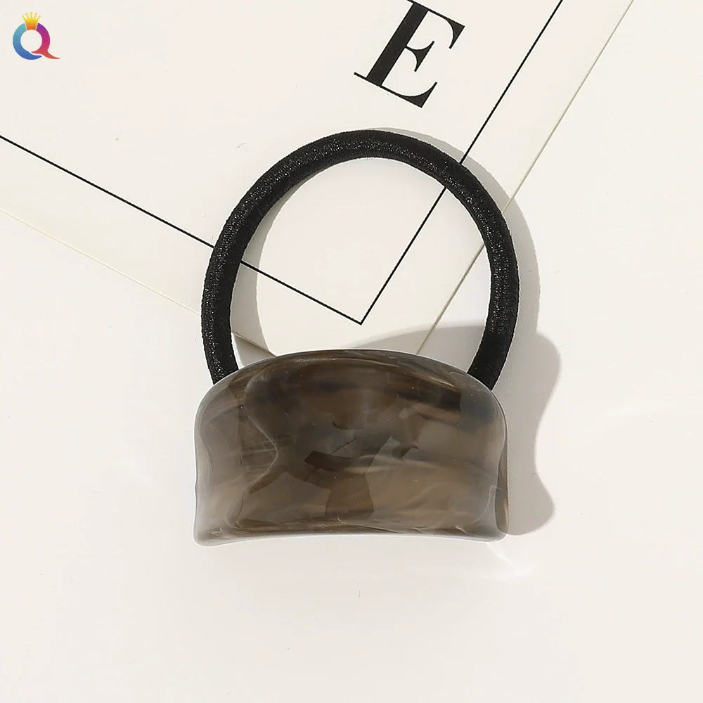 Hair Accessories Acrylic Handmade Geometric Leather Tendon Hair Rope Hair Ring For Women - Image 6