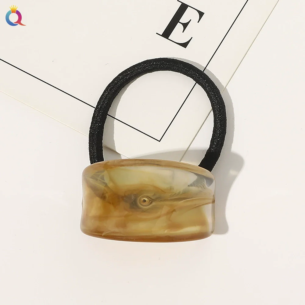 Hair Accessories Acrylic Handmade Geometric Leather Tendon Hair Rope Hair Ring For Women - Image 7