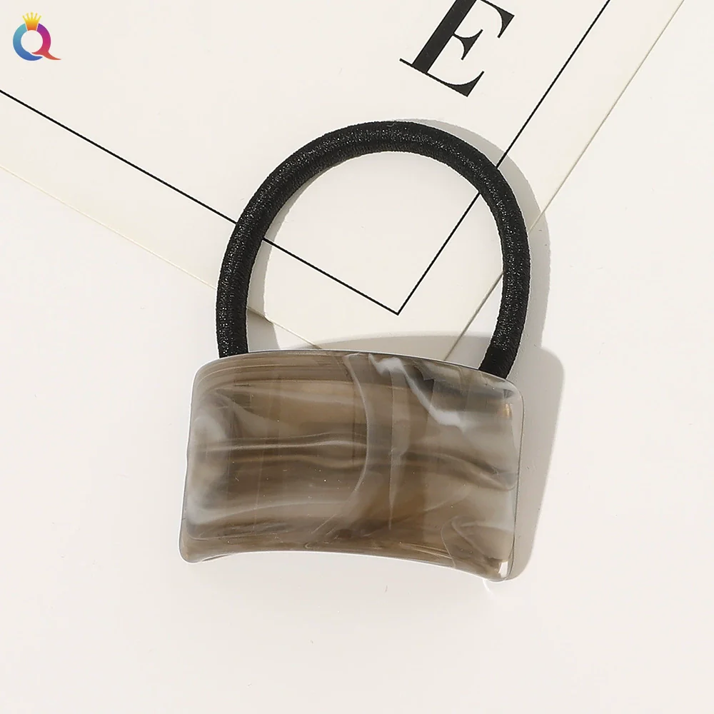 Hair Accessories Acrylic Handmade Geometric Leather Tendon Hair Rope Hair Ring For Women - Image 8