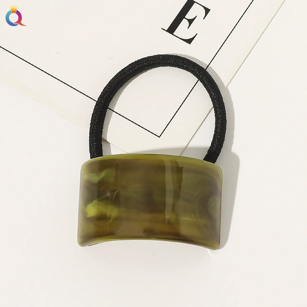 Hair Accessories Acrylic Handmade Geometric Leather Tendon Hair Rope Hair Ring For Women - Image 9