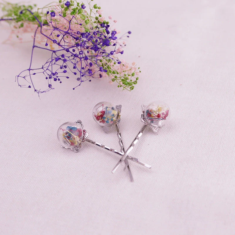 Hair Accessories Alloy Handmade Literary Geometric Star Butterfly Dried Flower Hair Clip - Image 3