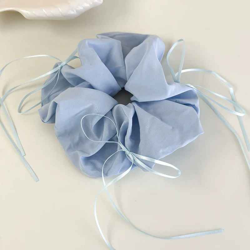Hair Accessories Blue Lace Plaid Knitted Hair Ring For Women - Image 10