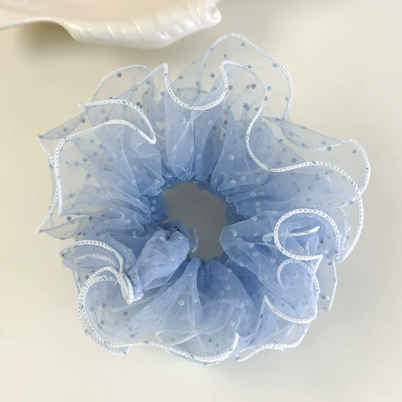 Hair Accessories Blue Lace Plaid Knitted Hair Ring For Women - Image 16