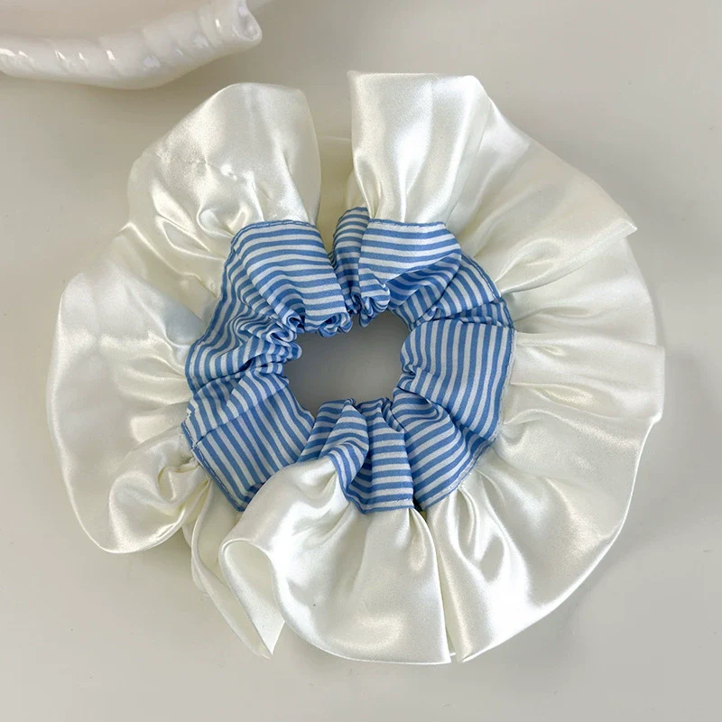 Hair Accessories Blue Lace Plaid Knitted Hair Ring For Women - Image 17