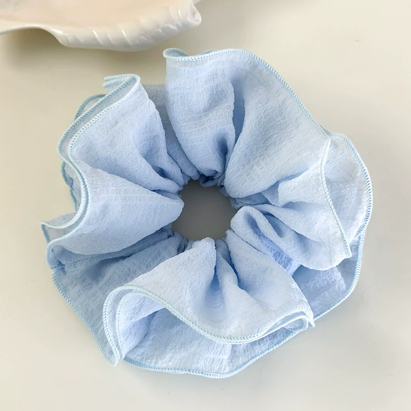 Hair Accessories Blue Lace Plaid Knitted Hair Ring For Women - Image 22