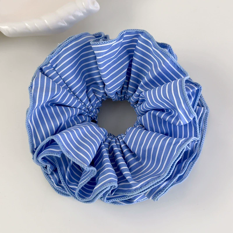 Hair Accessories Blue Lace Plaid Knitted Hair Ring For Women - Image 25