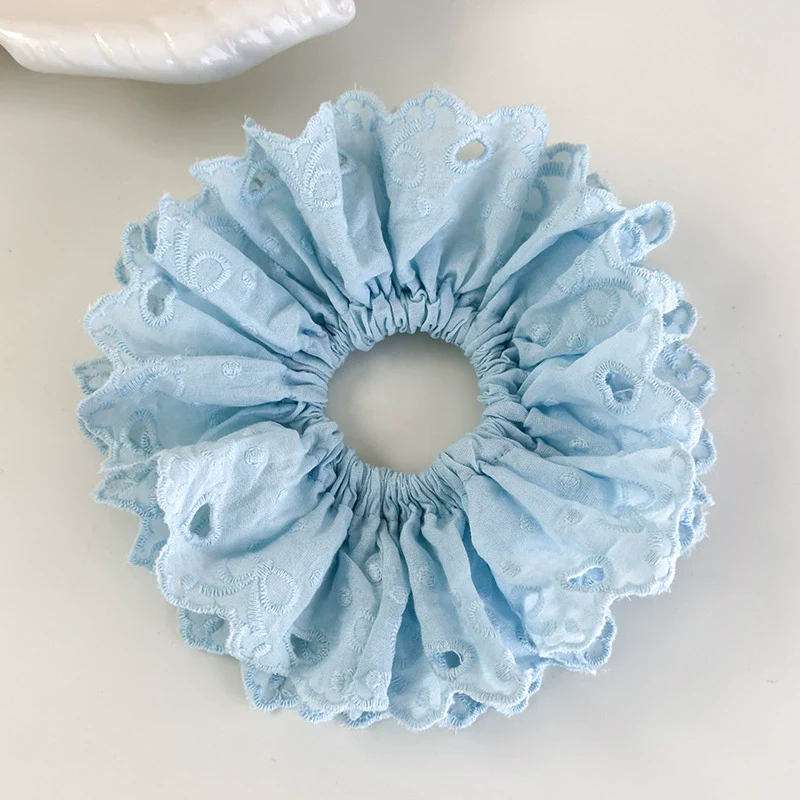Hair Accessories Blue Lace Plaid Knitted Hair Ring For Women - Image 27