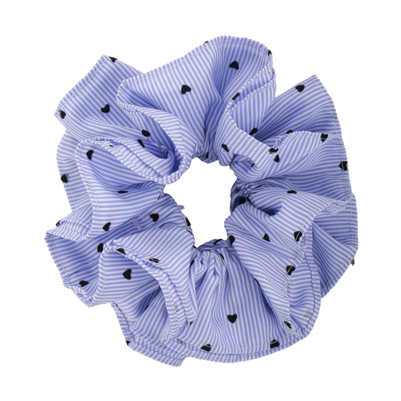 Hair Accessories Blue Lace Plaid Knitted Hair Ring For Women - Image 5