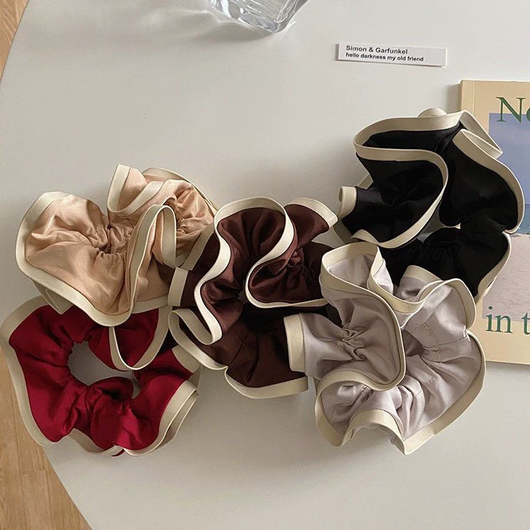 Hair Accessories Cloth Handmade Sweet Agaric Edge Double Cloud Large Intestine Hair Ring Tie Rope For Girls