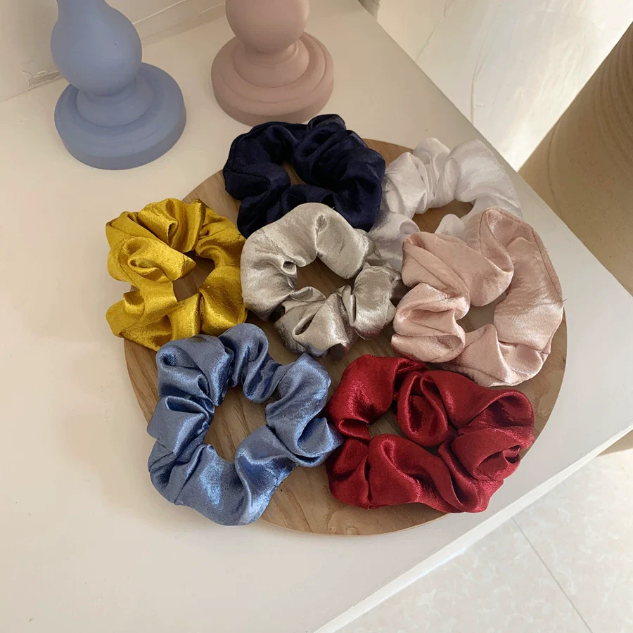 Hair Accessories Mercerized Satin Solid Color Handmade Hair Ring With Small Fragrance Plants And Flowers Style