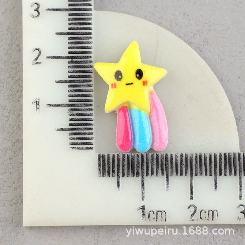 Hair Accessories Plastic Resin Fivepointed Star Clouds Rainbow Glitter Cartoon Dripping Oil Handmade - Image 10