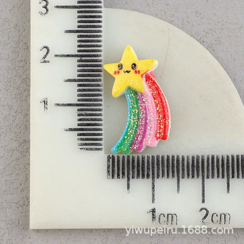 Hair Accessories Plastic Resin Fivepointed Star Clouds Rainbow Glitter Cartoon Dripping Oil Handmade - Image 11