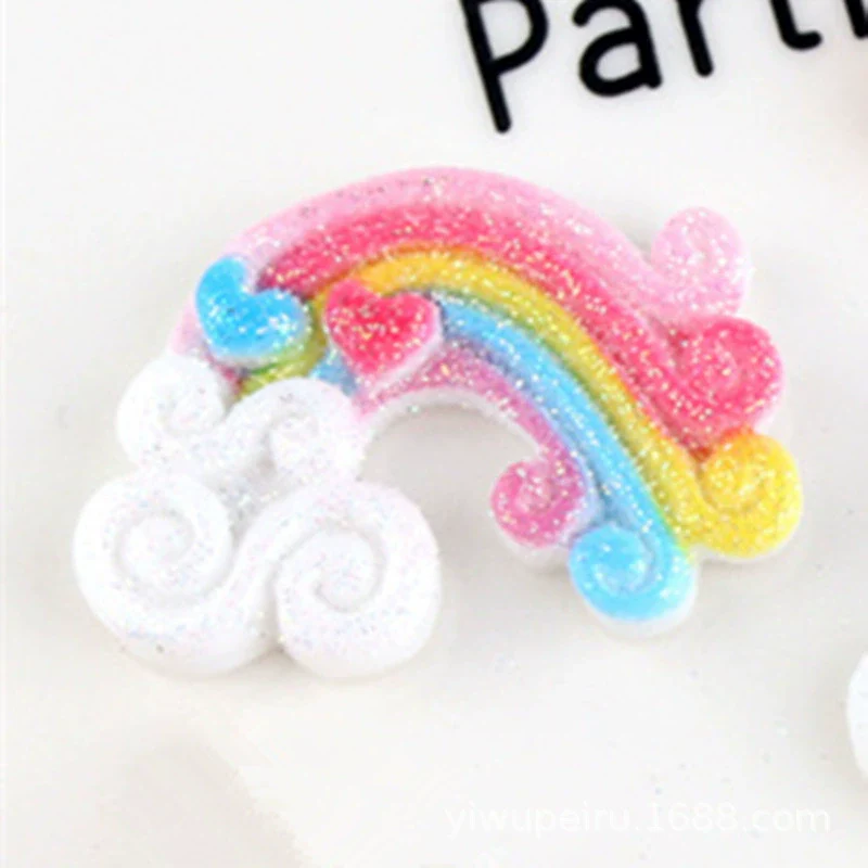 Hair Accessories Plastic Resin Fivepointed Star Clouds Rainbow Glitter Cartoon Dripping Oil Handmade - Image 5