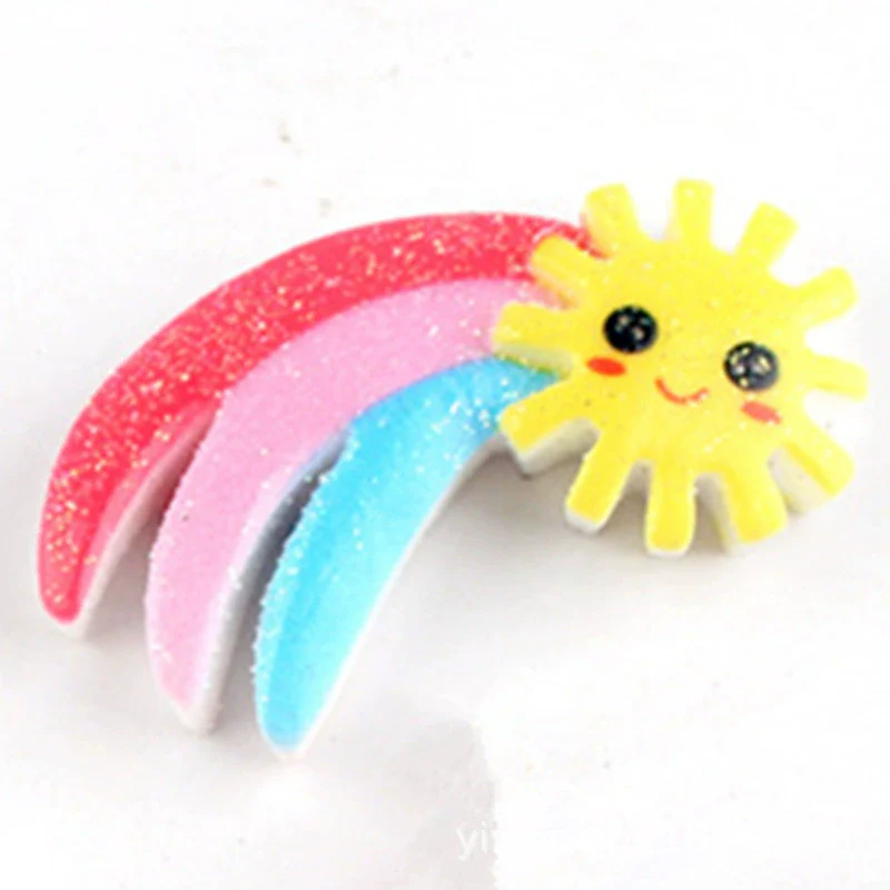Hair Accessories Plastic Resin Fivepointed Star Clouds Rainbow Glitter Cartoon Dripping Oil Handmade - Image 7