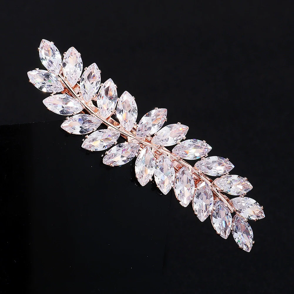 Hair Accessories Retro Spring Clip Rhinestone Zircon Inlaid Hairpin For Women - Image 3