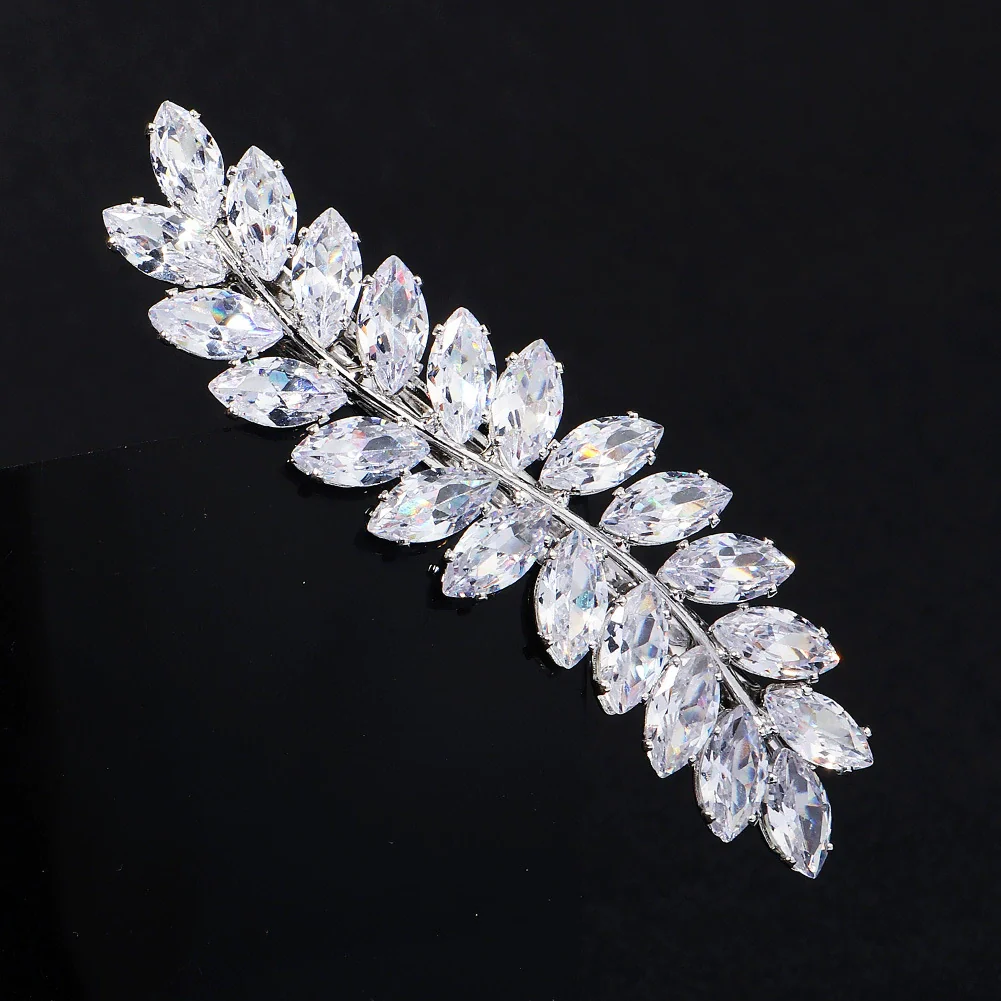 Hair Accessories Retro Spring Clip Rhinestone Zircon Inlaid Hairpin For Women - Image 4