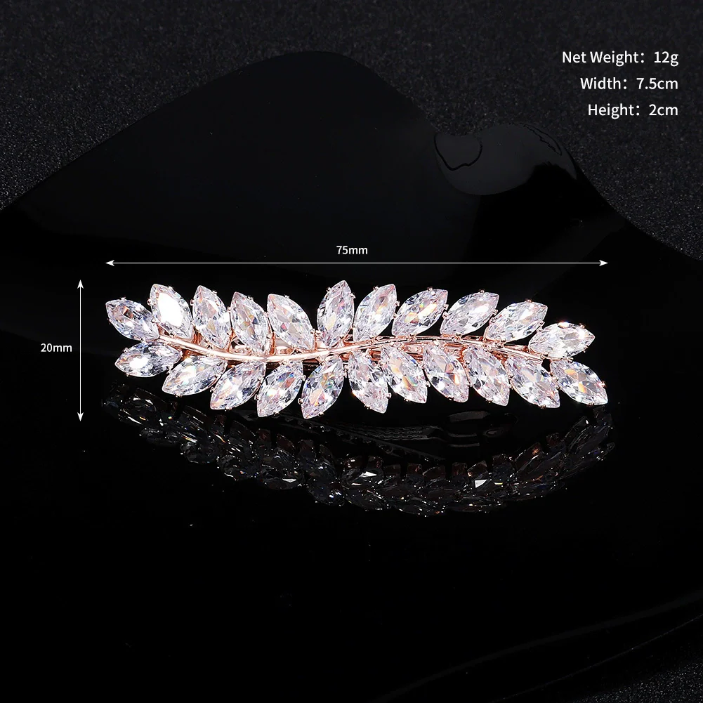 Hair Accessories Retro Spring Clip Rhinestone Zircon Inlaid Hairpin For Women - Image 7
