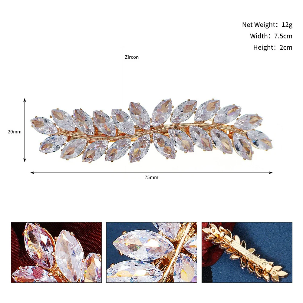 Hair Accessories Retro Spring Clip Rhinestone Zircon Inlaid Hairpin For Women - Image 8